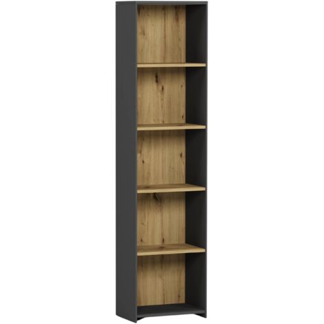Schmales Regal mit Fächern, Anthrazit / Artisan - 180 x 40 x 30 cm - Modern B-40