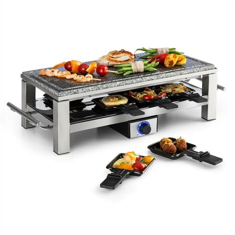 Schmelzlette Raclette 1500W plaque en pierre naturelle corps en inox - Anthracite - Anthracite
