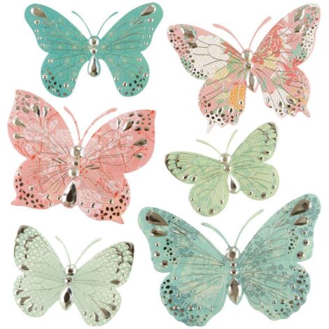 Schmetterling Relief Aufkleber - Rosa grün