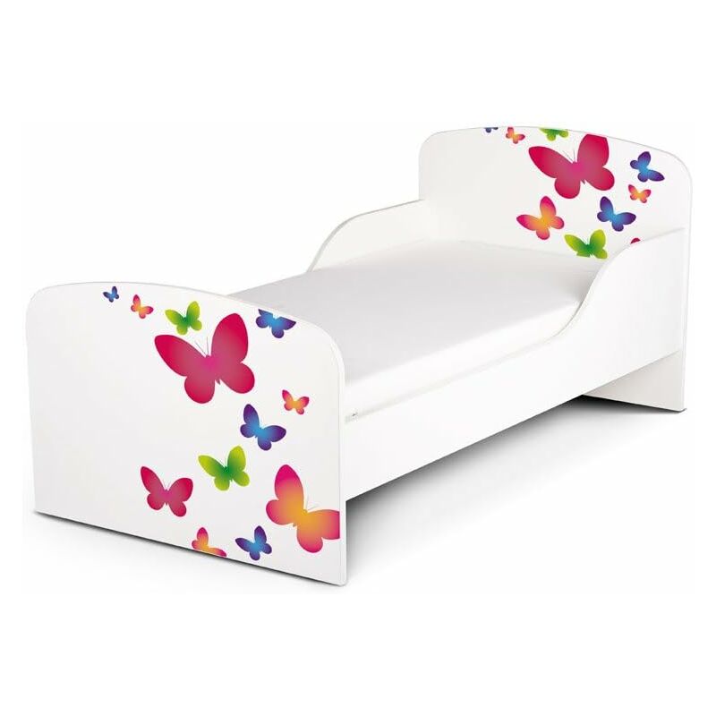 Schmetterlinge - Kinderbett mit Matratze und Lattenrost (140/70 cm)