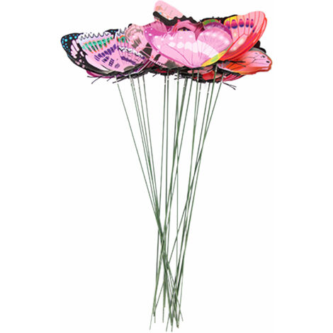 Schmetterlingsförmige PVC-Gartendekorationsstäbe mit Metallheringen für den Innen- und Außenbereich – 10-teiliges, mehrfarbiges Set