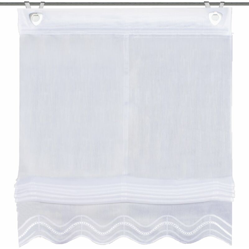 Image of Home Fashion - schmidtgard stoffe Isla - Tenda a pacchetto in batista, con occhielli e gancetti per finestra, colore: bianco 140 x 060 cm bianco