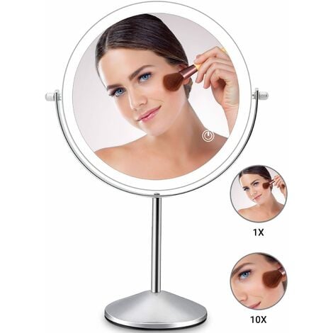 JOEAIS Schminkspiegel LED Kosmetikspiegel 10X Beleuchtung Vergrößerung mit Licht, USB Tischspiegel Make up Schmink Spiegel Mirror with Light Touch