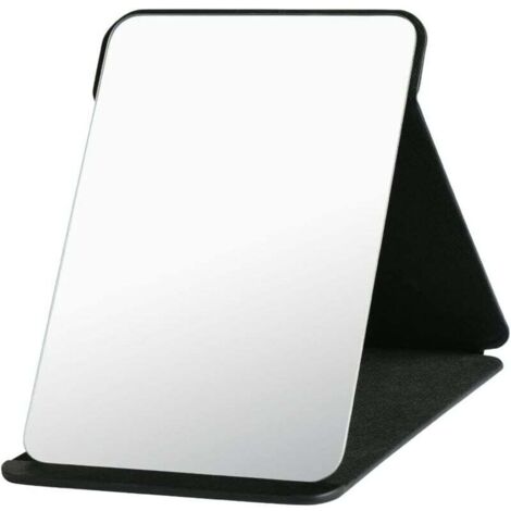 Schminkspiegel, tragbarer Klapptischspiegel, hochauflösender, verstellbarer Klappspiegel aus PU-Leder, leicht zu transportieren, ultradünn und robust, 25,5 x 18 cm
