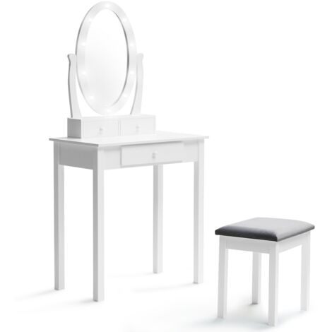 Schminktisch BELLA mit LED-Spiegel und Hocker