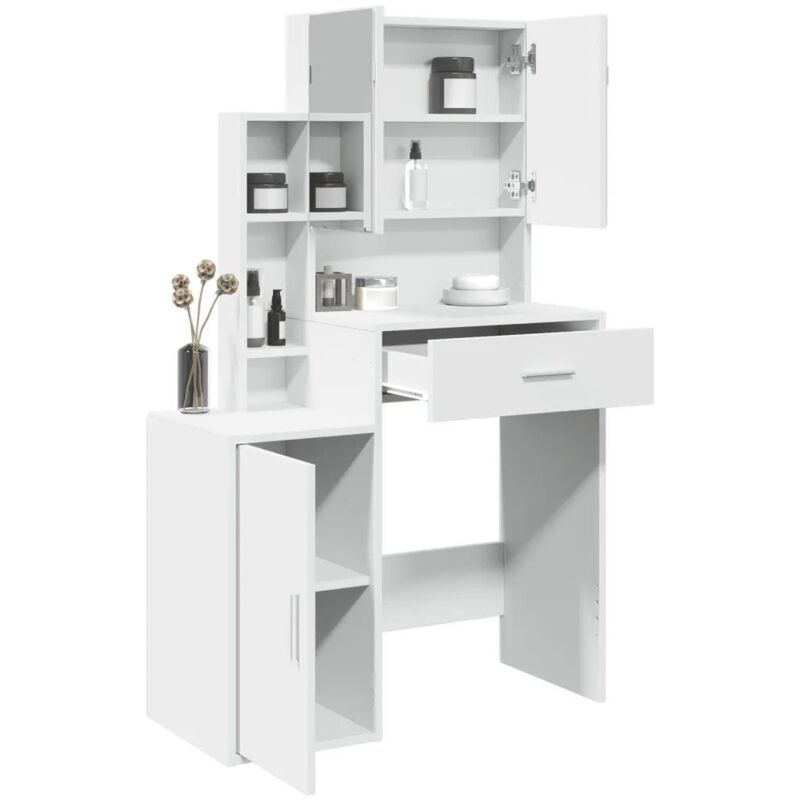 Schminktisch Mit Schrank Weiß 80x35x132 Cm - Vidaxl