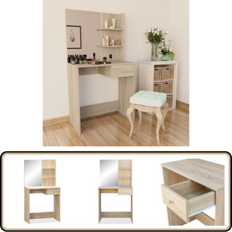Schminktisch Holzwerkstoff 75x40x141 cm Eiche - Schminktisch - Kosmetiktisch - Make Up Tisch - Badezimmer Möbel - Spiegelschrank