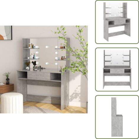 Schminktisch mit LED-Beleuchtung 100x40x135 cm MDF Betongrau - Schminktisch - LED Beleuchtung - Kosmetiktisch - Badezimmermöbel - Makeuptisch