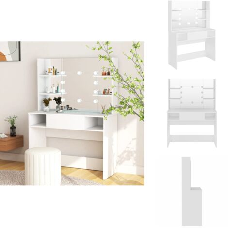 Schminktisch mit LED-Beleuchtung 100x40x135 cm MDF Weiß - Schminktisch - LED Beleuchtung - Kosmetiktisch - Makeuptisch - Weißer Schminktisch