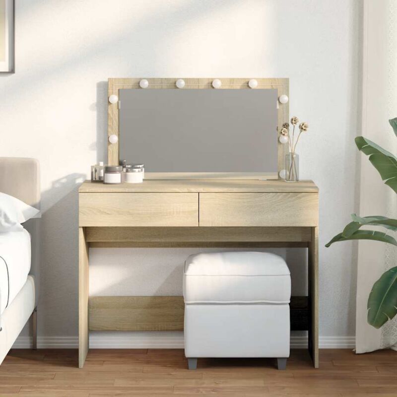 Schminktisch Mit Led-beleuchtung Sonoma-eiche 100x40x120 Cm - Vidaxl