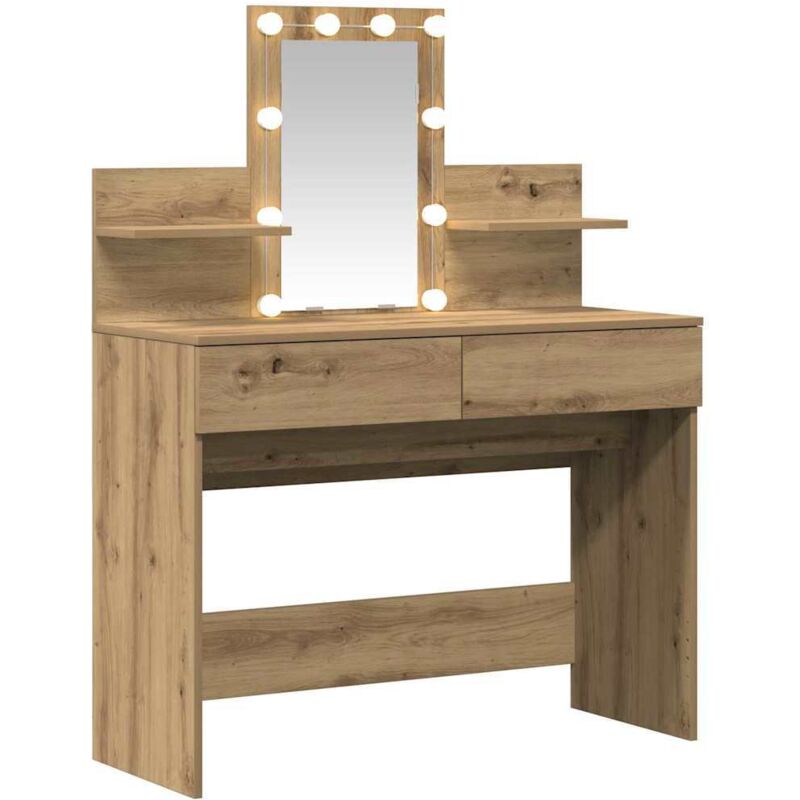 Schminktisch Mit Led-leuchten Artisan Eiche 100x40x130 Cm Vidaxl 128571