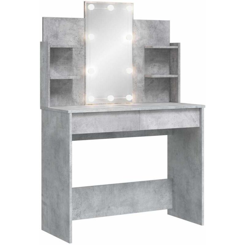 Schminktisch Mit Led-leuchten Betongrau 96x40x142 Cm Vidaxl
