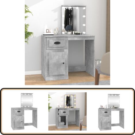 Schminktisch mit LEDs Betongrau 90x50x132,5 cm Holzwerkstoff - Schminktisch - Kosmetikschrank - Badezimmermöbel - LED-Beleuchtung - Makeup Tisch