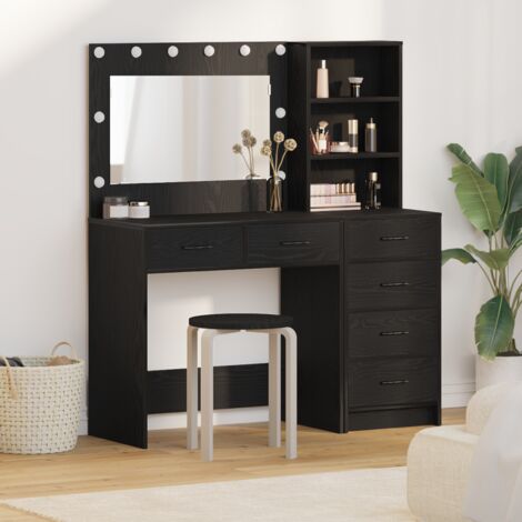 Schminktisch mit Regal Schwarz 78,5 x 41 x 135 cm Holzwerkstoff vidaXL