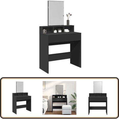 Schminktisch mit Spiegel Schwarz 80x41x144,5 cm - Schminktisch - Kosmetikschrank - Badezimmermöbel - Spiegelkommode - Makeup Tisch