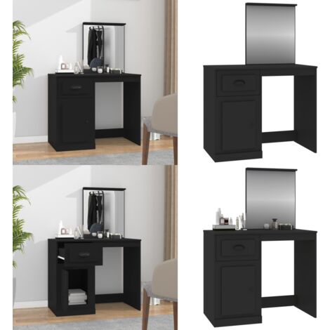 Schminktisch mit Spiegel Schwarz 90x50x132,5 cm Holzwerkstoff - Schminktisch - Kosmetiktisch - Badezimmermöbel - Spiegelkommode - Makeup Tisch - Home & Living