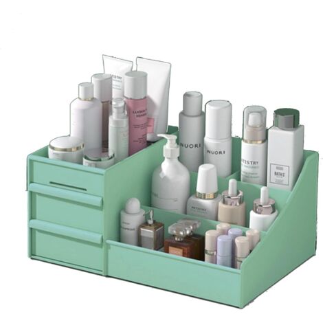 Schminktisch-Organizer mit 2 Schubladen, multifunktionale Aufbewahrungsbox für Make-up, Schmuck, Büro, Schreibwaren, Schlafzimmer, Badezimmer (grün)