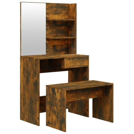 Schminktisch-Set Räuchereiche 74,5x40x141 cm vidaXL