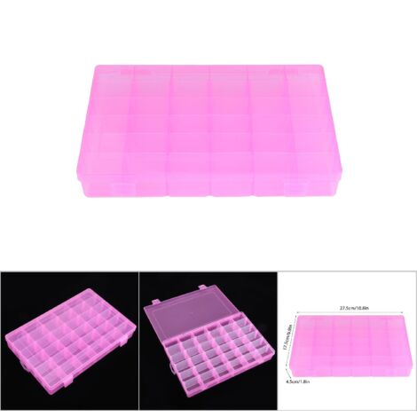 Schmuck- und Accessoire-Aufbewahrungsbox – 36 modulare, transparente Kunststofffächer mit Aufhängering – Organizer für Ohrringe, Ringe und Haargummis (Rosa)