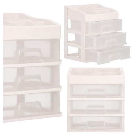 Schmuck- und Kosmetikbox 31x26,5x19,5 cm, Organizer mit Fächern, milchig