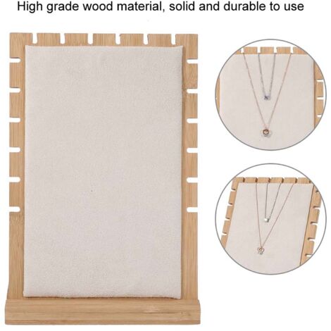 Schmuckhalter aus hellem Holz zur Aufbewahrung von Halsketten und Armbändern - Dekorative Wandhalterung (Sandfarbe)