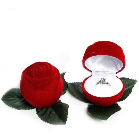Schmuckkästchen mit 2 Ringen in Rosenform, Valentinstagsgeschenkbox und Eheringbox