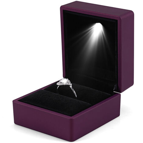 Schmuckkästchen mit LED-Beleuchtung und Ring, trendiges lila Geschenk