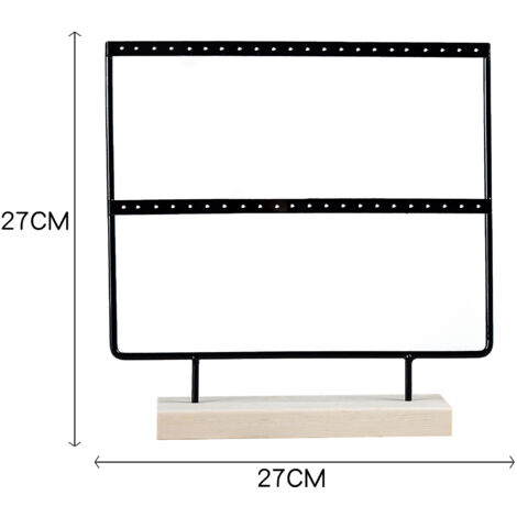 Schmuckorganizer (schwarz, 3-stöckig) aus Holz und Metall für Ohrringe
