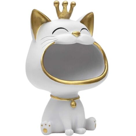 Schmuckschale in Katzenform, elegantes und praktisches Deko-Objekt, modernes Design, ideal zur Aufbewahrung kleiner Gegenstände, Einheitsgröße, weiß-goldene Farbe