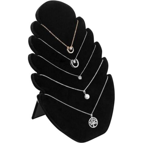 Schmuckständer aus Samt, schwarzer Halskettenständer mit 5 Halterungen, Armbandständer, Schmuckhalter 20 x 28 cm für Halsketten, Armbänder, Anhänger, Damen-/Mädchenschmuck, Geschäft, Markt, Geschenk