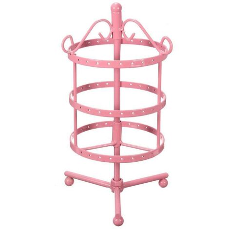Schmuckständer, Schmuckhalter, Schmuckaufbewahrung, Organizer, 3-stöckig, für Armbänder, Halsketten, Ohrringe, Ringe, großes Fassungsvermögen, rosa