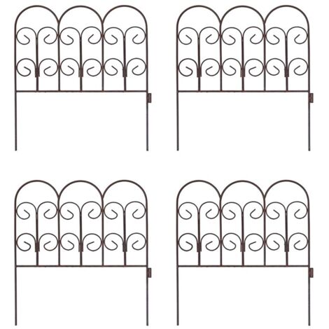 Schmuckzaun Metallzaun Gartenzaun 41x46 cm Zaunelemente 4er Set erweiterbar Rost