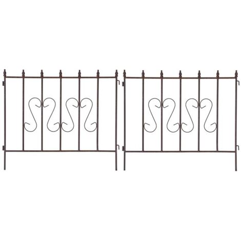 Schmuckzaun Metallzaun Gartenzaun 72x67 cm Zaunelemente 2er Set erweiterbar Rost