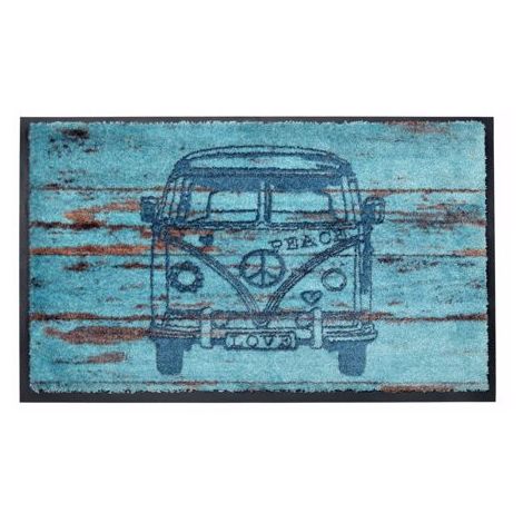 ACERTO® Schmutzfangmatte 45x75cm "Hippy Van" VW grau Fußmatte Türmatte Sauberlaufmatte