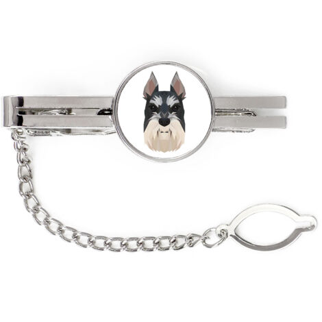 Schnauzer, Schnauzer I - geometrische Krawattenklammer mit Foto und Aufschrift Art-Dog