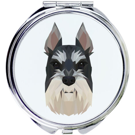 Schnauzer, Schnauzer I - specchio con foto e scritta geometrica di Art-Dog