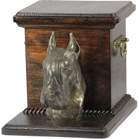 Schnauzer, Schnauzer I - une urne pour cendres de chien avec une statuette, une urne élégante pour un chien, une urne unique avec un buste de chien d'Art-Dog