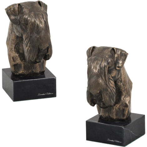 Schnauzer, Schnauzer II - Hundestatuette, Büste auf Steinsockel, Skulptur, Trophäe zur Art-Dog Hundeausstellung