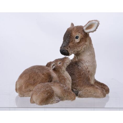 Schneebedeckte Rentierfigur mit Glitzer 39x55x45 cm