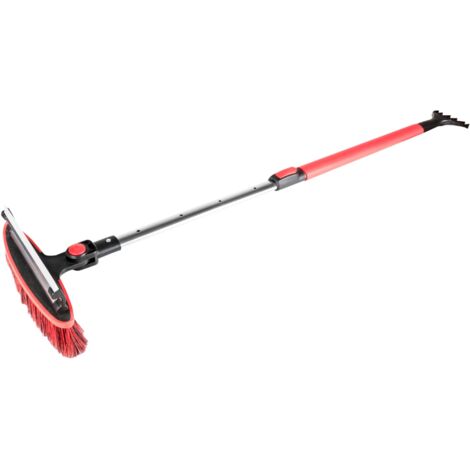 Schneebesen mit Eiskratzer, Auto-Eisschaber teleskopierbar 92-132 cm rot/schwarz