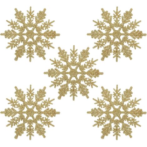 Schneeflocken-Weihnachtsbaumschmuck, weißer Glitzer, 24er-Pack