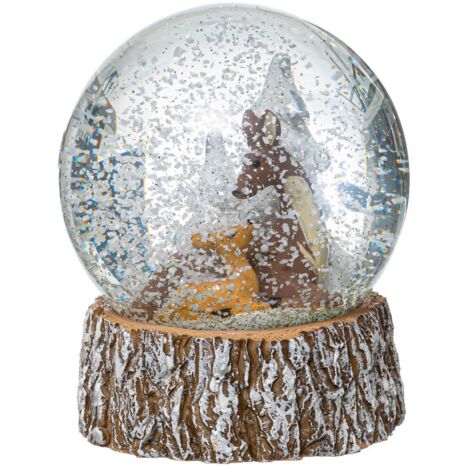 Schneekugel Reh und Rehkitz 80mm - Feeric lights & christmas