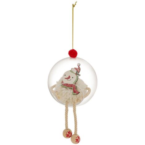 Schneemannkugel mit Pompon D.8cm weiß - Atmosphera créateur d'intérieur