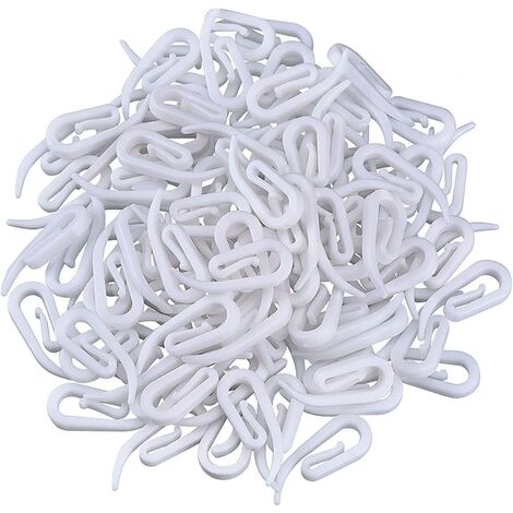 Schneespitze 200Pcs Paquets de Crochets de Rideau Crochets Rideaux en Plastique Crochet Tringle à Rideaux pour Rideaux De Douche/Draperies/Rideaux De FenêTre/Plis Au Crayon, 28 x 12 mm