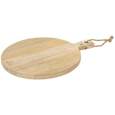 Schneidebrett mangoholz d45 - Schneidebrett rund + Griff - Holz - Maße L. 45 x l. 36 x H. 3 -5 cm - 5 five simply smart - Holz