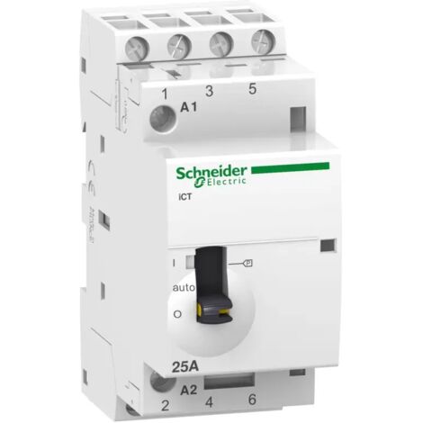 Schneider A9C21834 Schütz mit manueller Bedienung Acti9 iCT Tetra 4NO - Niedertarifliche Stunden - 25A