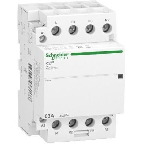 Schneider A9C22763 Acti9 iDT40 CT Contactor de cabeza de grupo - 63A 3P+N 4NF 230/240VAC 50HZ