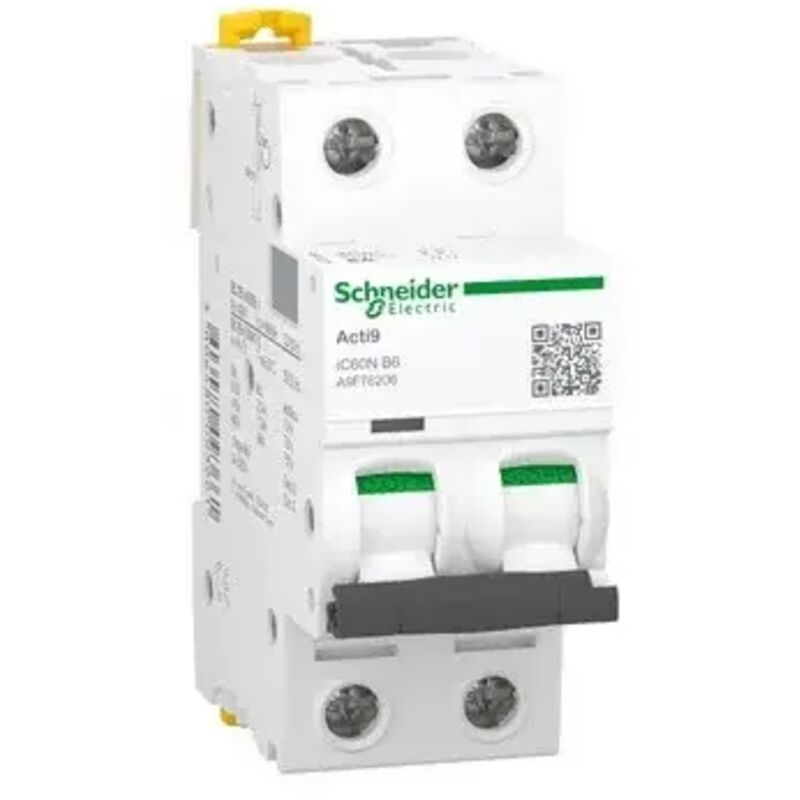 Schneider Electric - Schneider A9F76206 Acti9 iC60N - Circuit breaker - 2P - 6A - Curbe b - 230Vac - 6000A/10kA