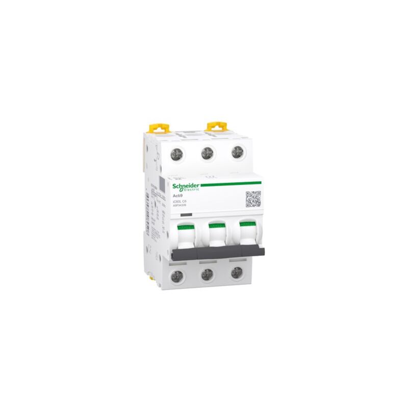 Schneider Electric - Schneider A9F94306 Acti9 iC60L - Circuit breaker - 3P - 6A - C-curve - 400Vac - 15000A/25kA
