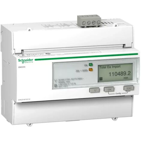 Schneider A9MEM3355 3-Phasen-Energiezähler 125A iem3355 Modbus, Mehrtarif, kW-Alarm